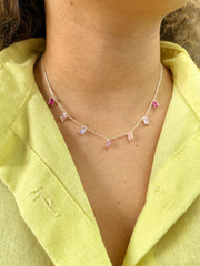 Choker Zircônia Ovais Lavanda com Pink